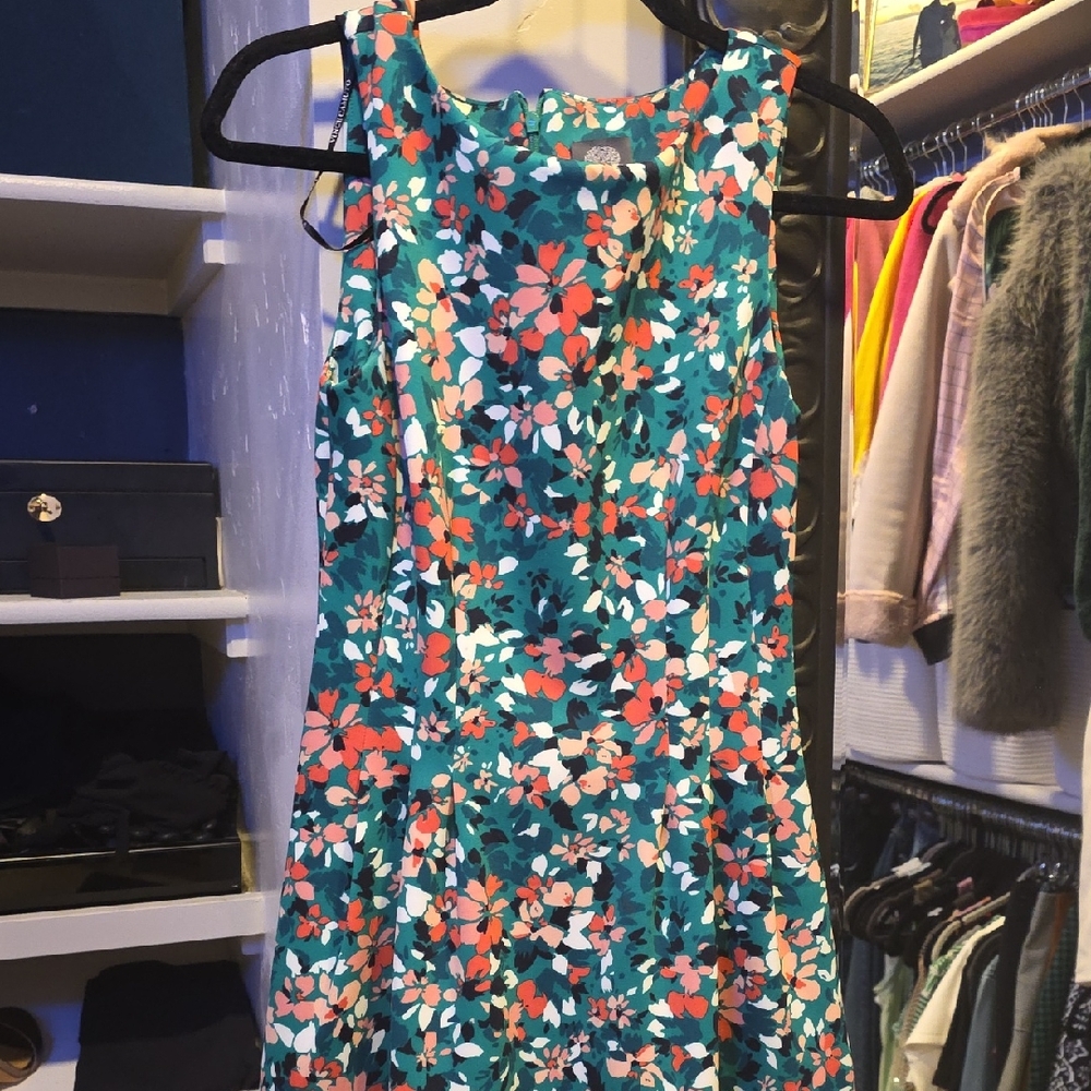 Vince Camuto Floral Dress - Teal and Coral